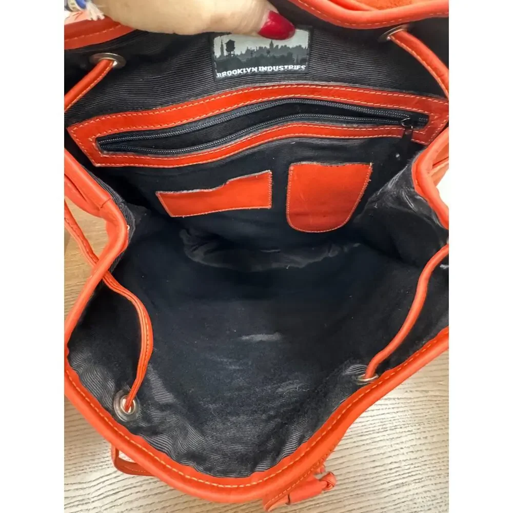 Brooklyn Industries Backpack ORANGE LEATHER BACKPACK (PU300THRIFTY